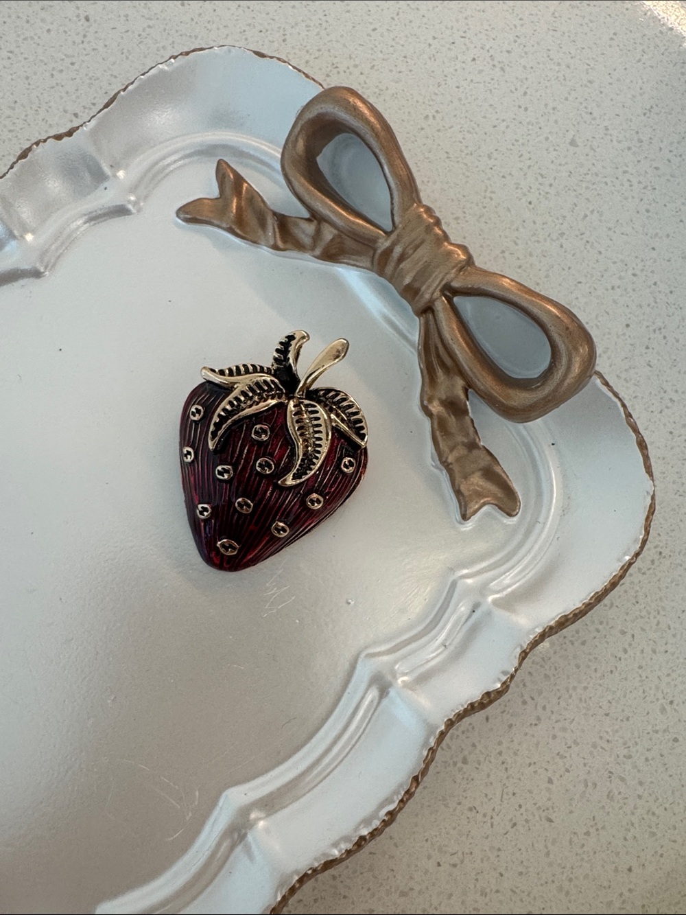 5/22 Gold-Tone Red Strawberry Brooch - Women Jewelry Brooches